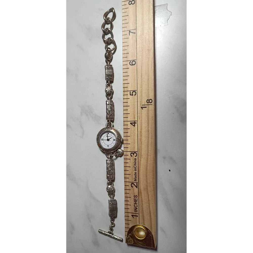 Brighton Marrakesh Silver Tone Scroll Heart Toggle Bracelet Watch Japan Movement